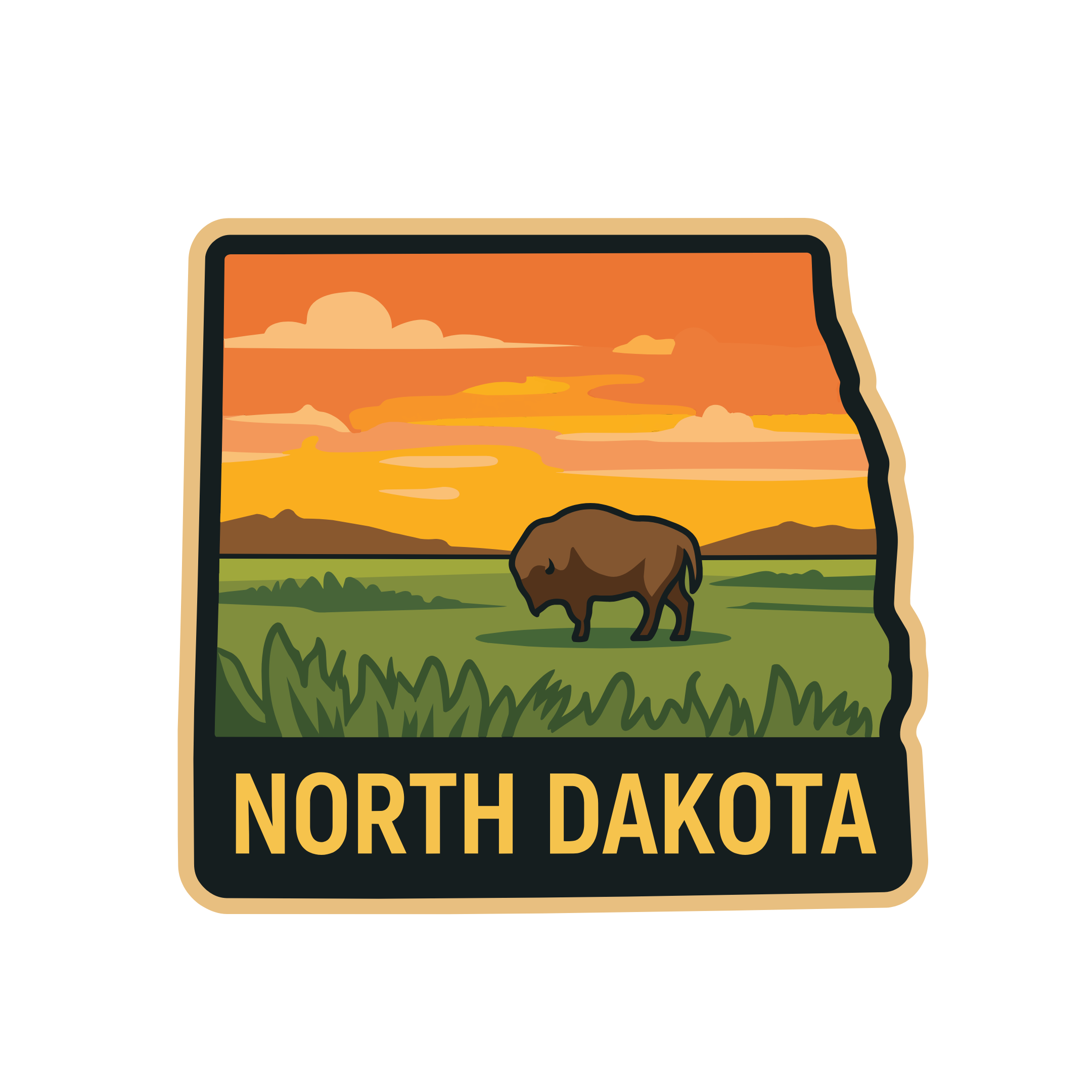 North Dakota State Shaped Patch