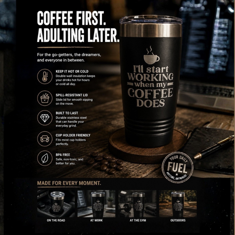 I'll Start Working When My Coffee Does 20oz Tumbler