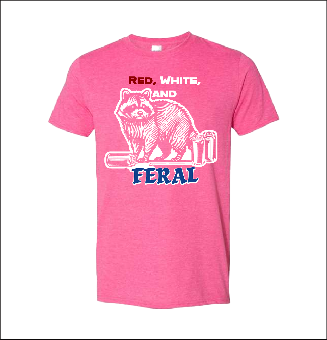 Red, White & Feral Raccoon Tee