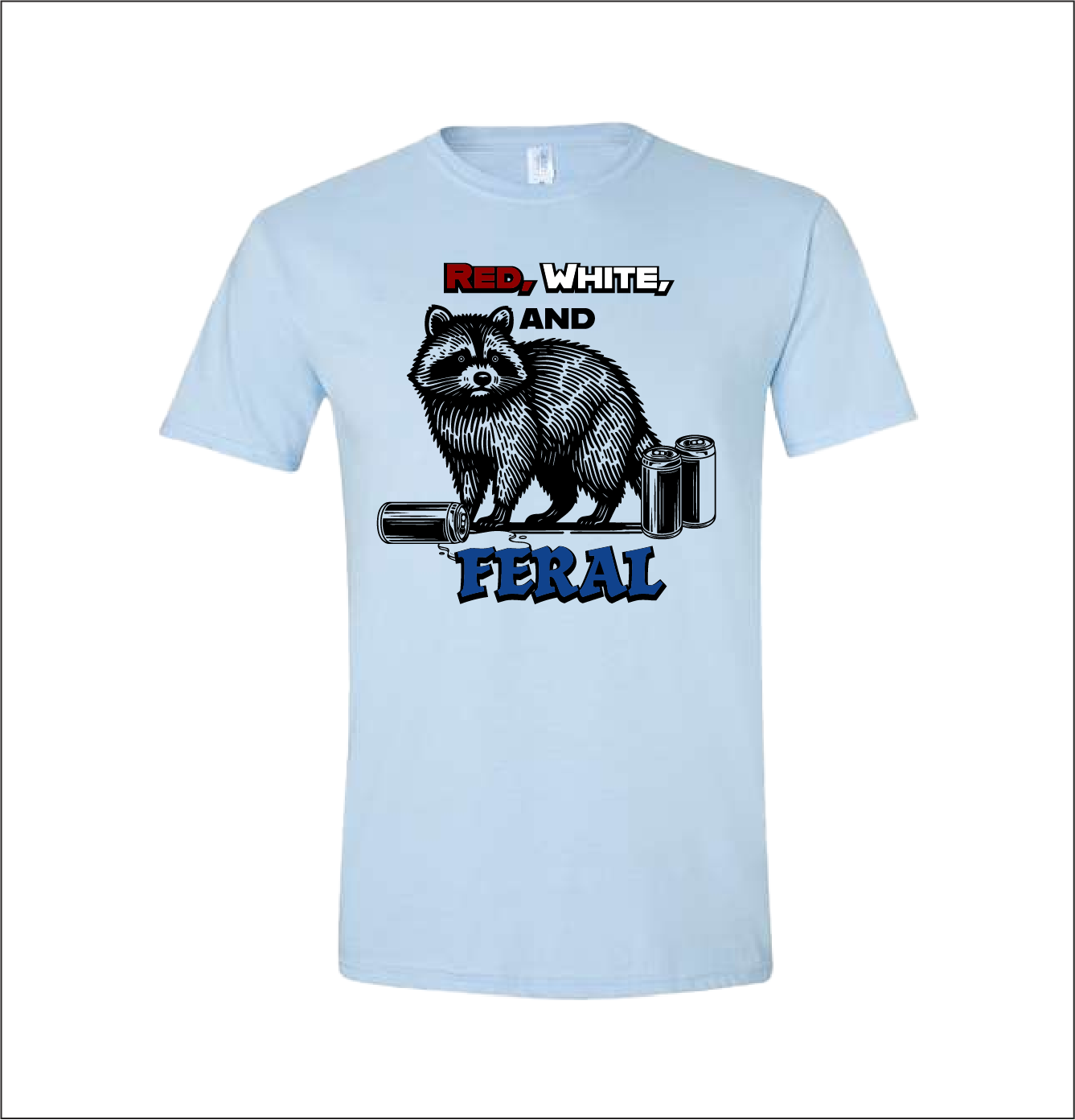 Red, White & Feral Raccoon Tee