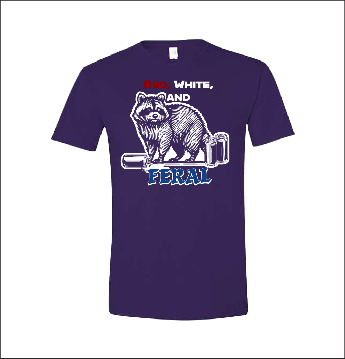 Red, White & Feral Raccoon Tee