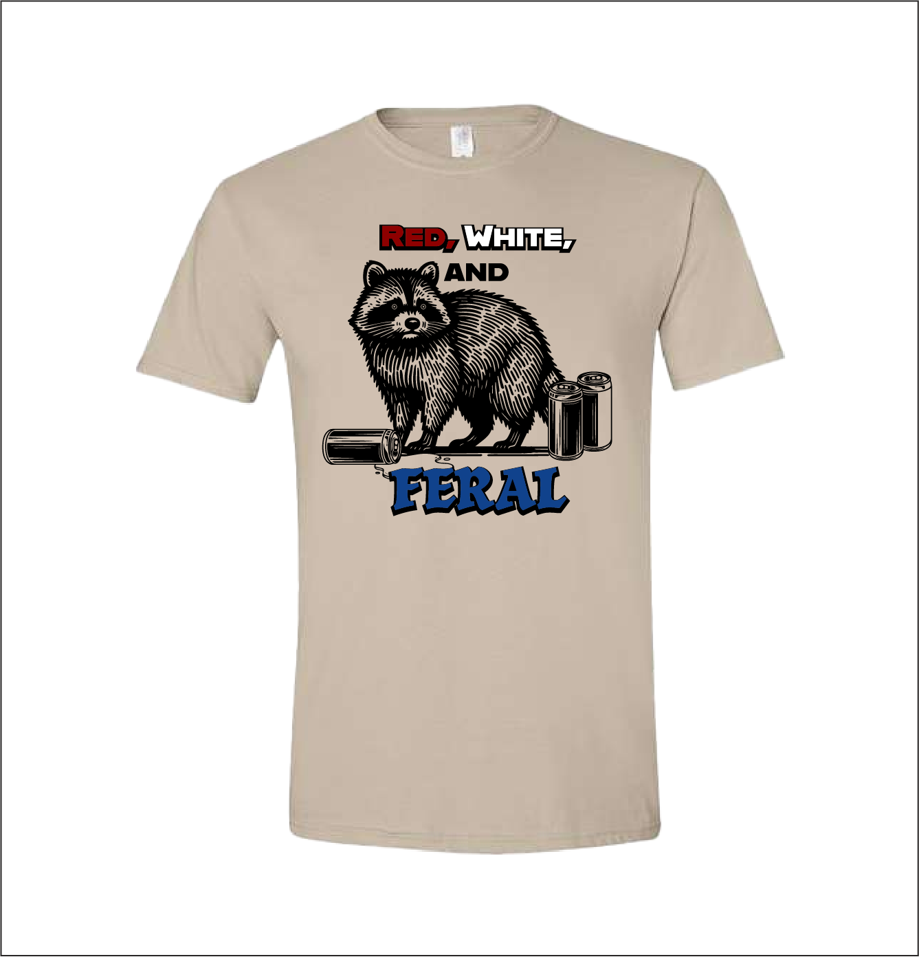 Red, White & Feral Raccoon Tee