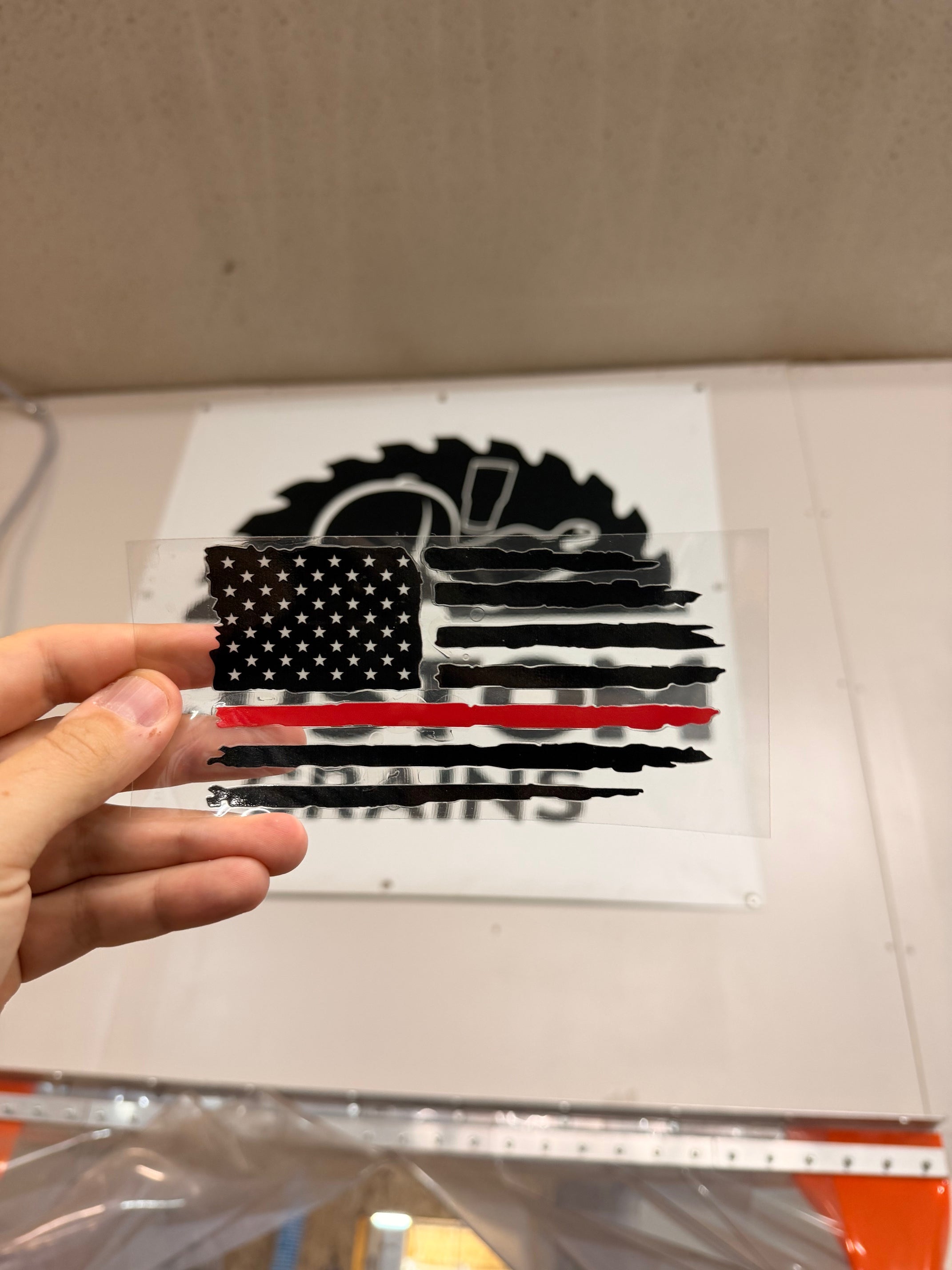 UV DTF Thin Line American Flag Sticker