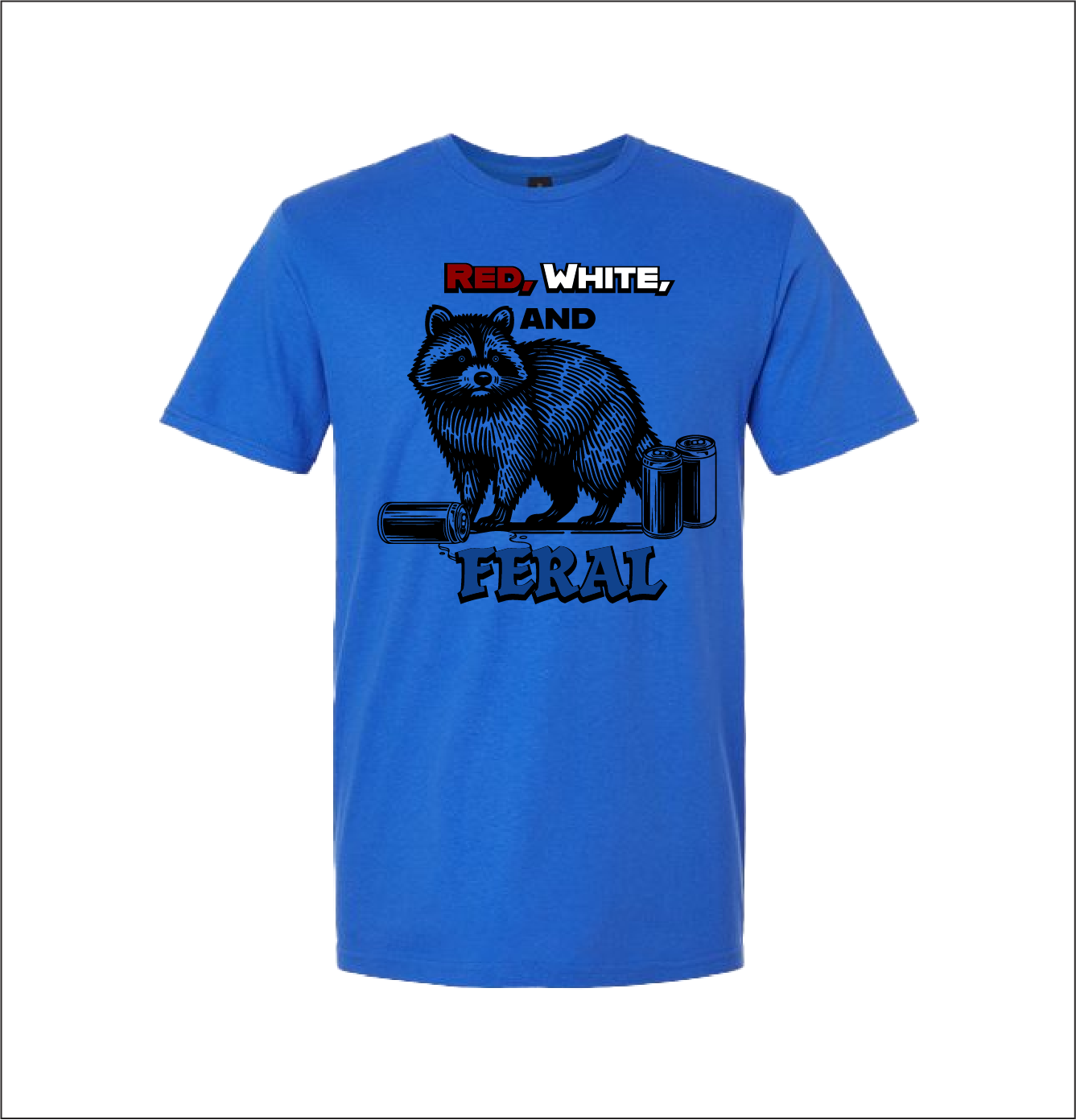 Red, White & Feral Raccoon Tee
