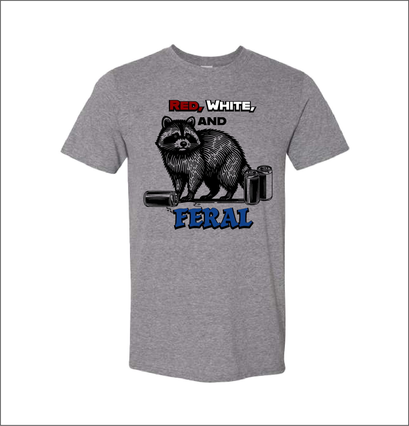 Red, White & Feral Raccoon Tee
