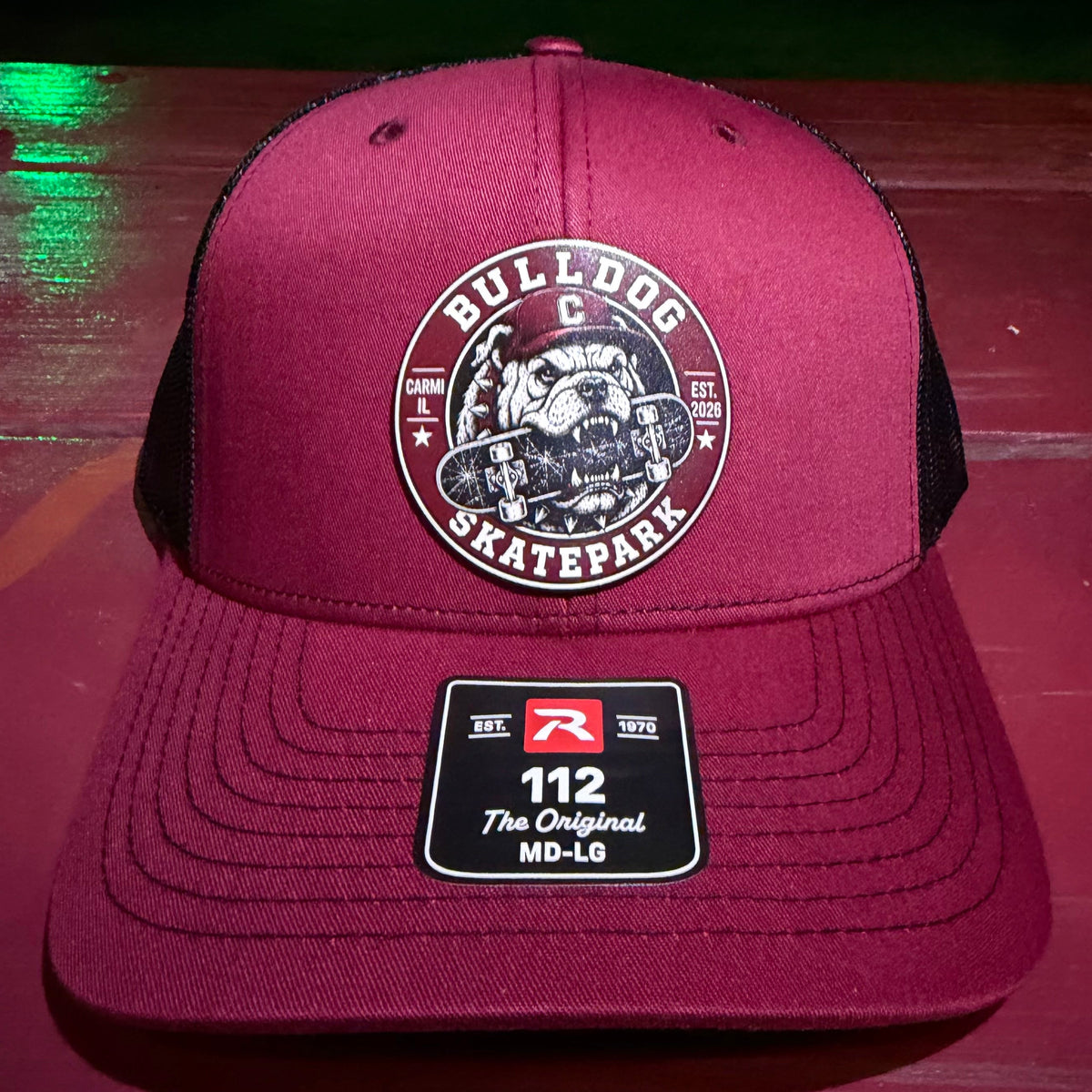 Bulldog Skatepark Richardson 112 Maroon/Black Hat
